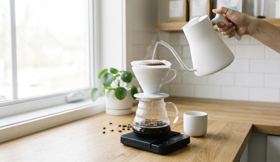 Coffee Brewing methods and tips "v60 coffee brewing method using pour- over filter"