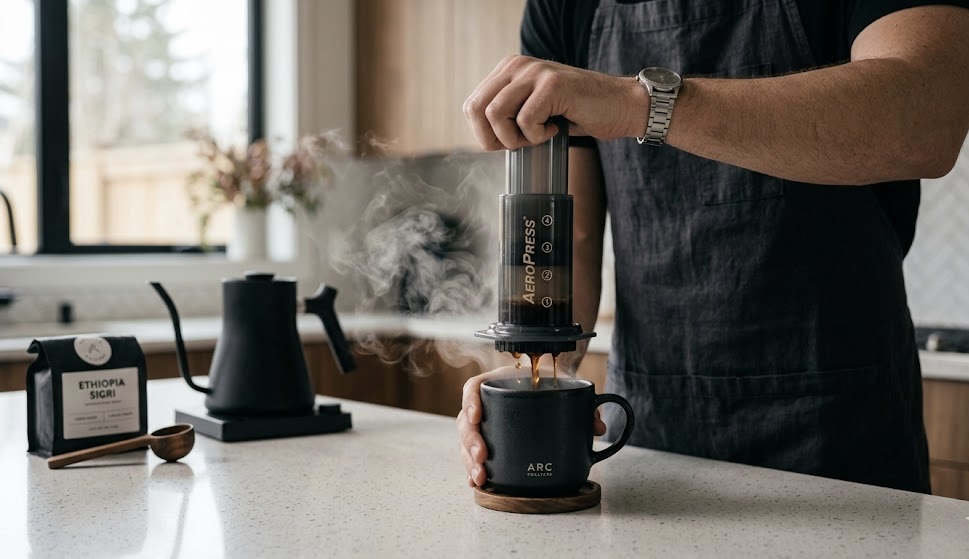AeroPress filter coffee brewing method