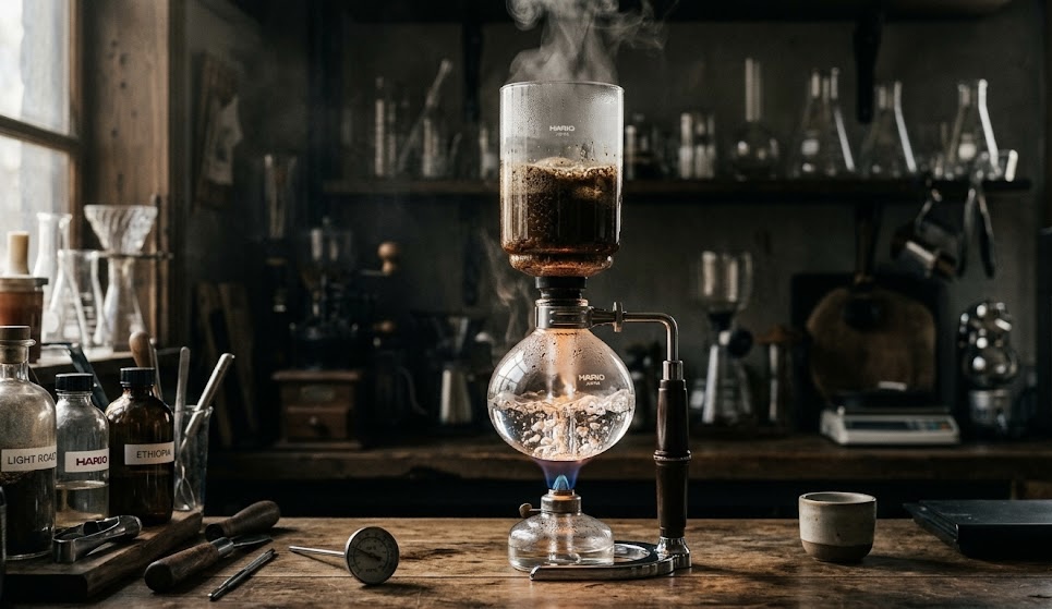 Siphon filter coffee brewing method