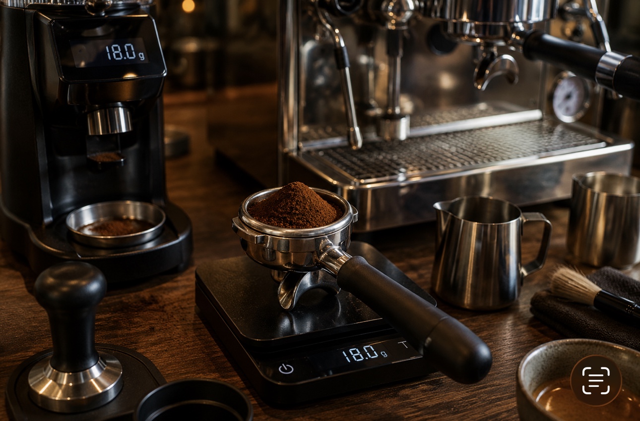 Barista preparing coffee with consistent measurements and techniques to achieve the same quality and flavor in every cup.